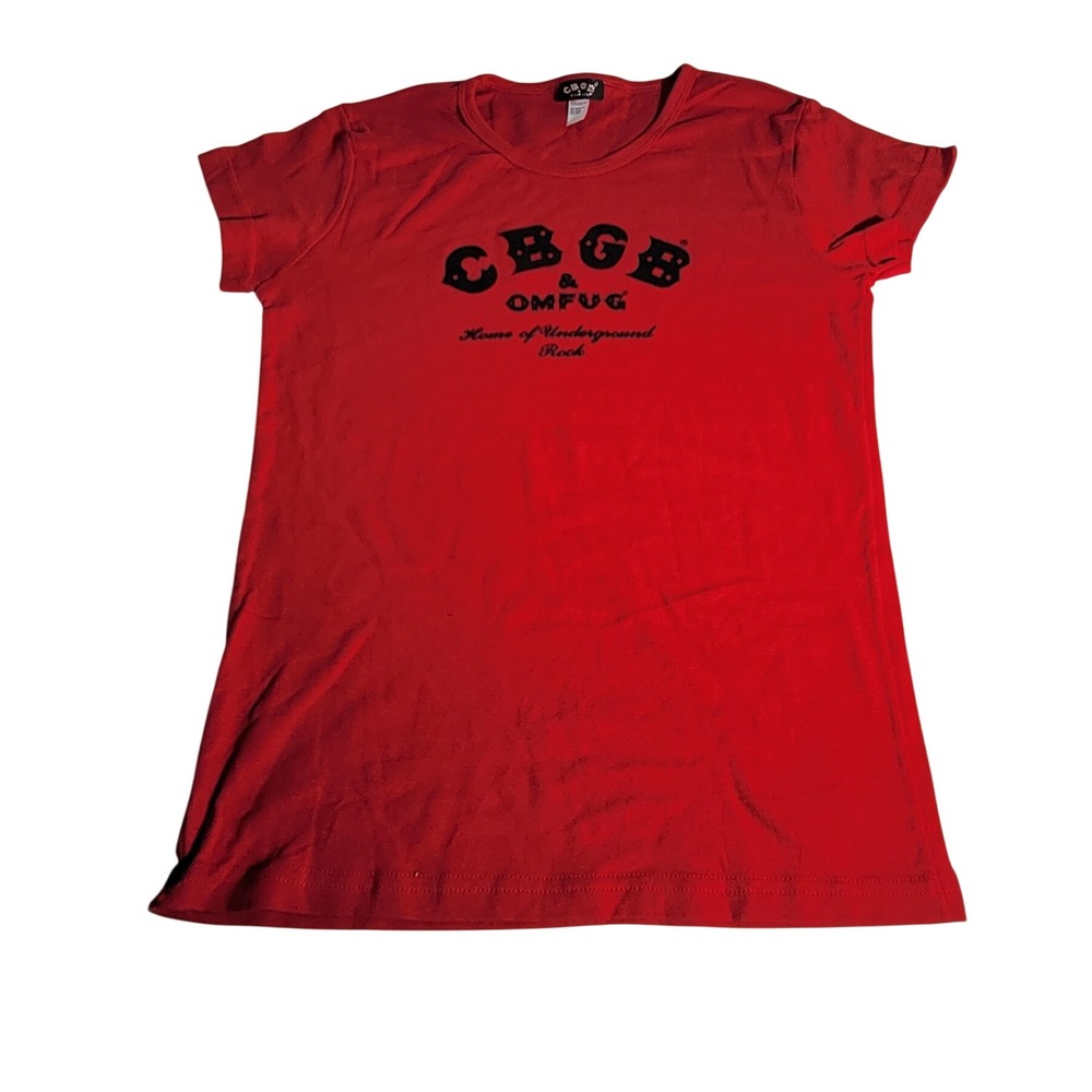 CBGB OMFUG Home of Underground Rock Red Graphic T-Shirt Large Punk Rock NYC Band